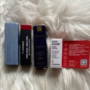 Lipstick Makeup Bundle; Merit MAC Estée Lauder & Rabanne